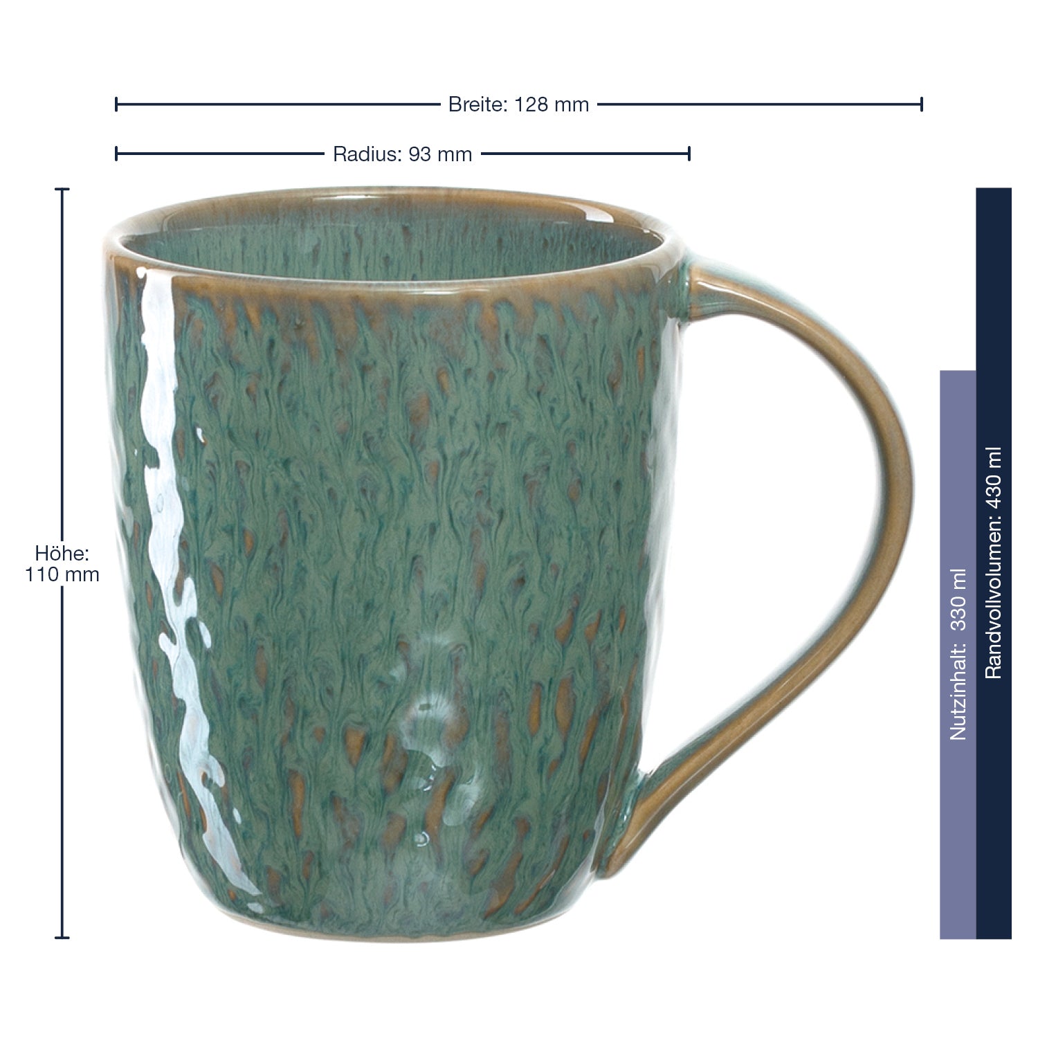 Keramiktasse MATERA 430 ml grün 6er-Set