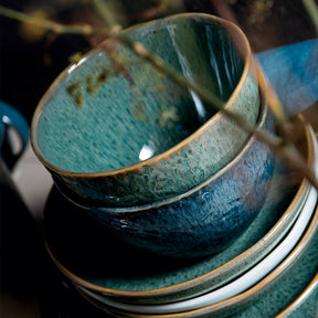 Keramikteller MATERA 21 cm blau tief 6er-Set