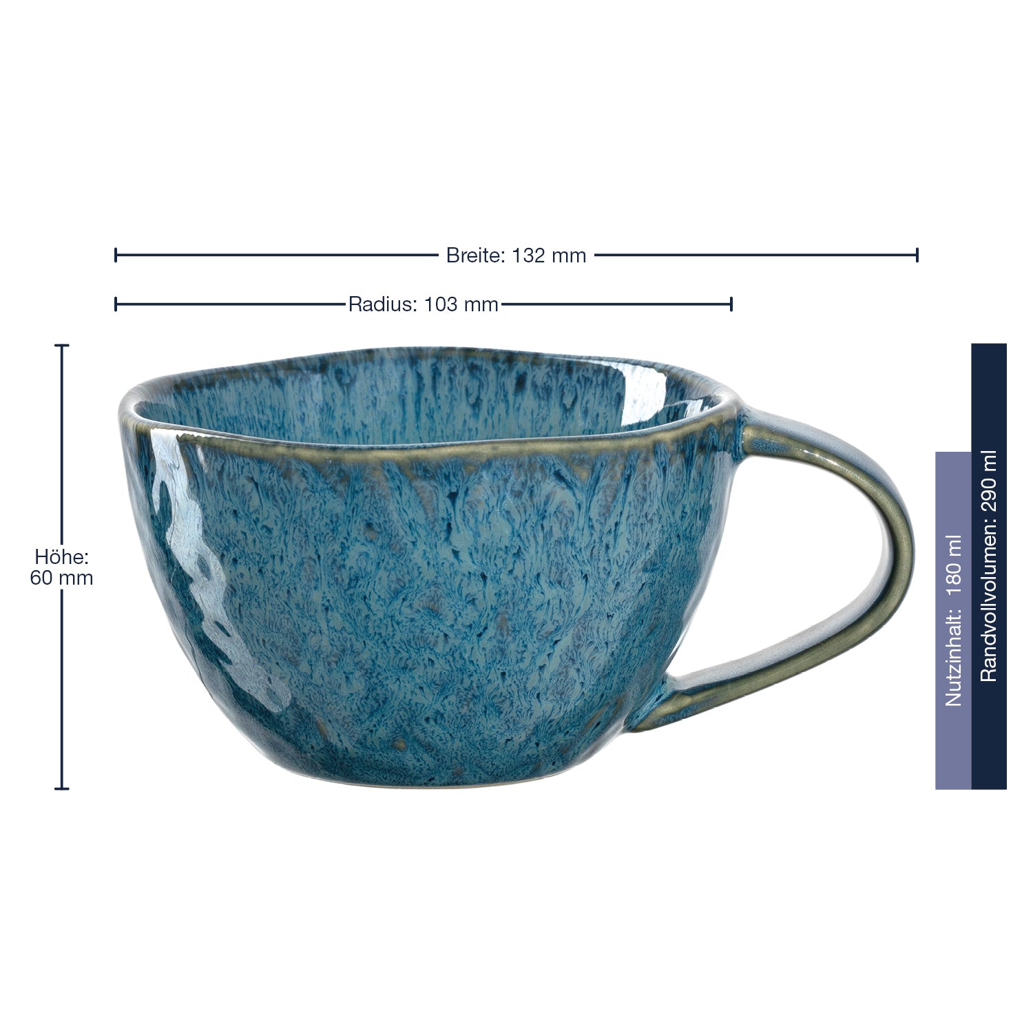 Keramiktasse MATERA 290 ml blau 4er-Set