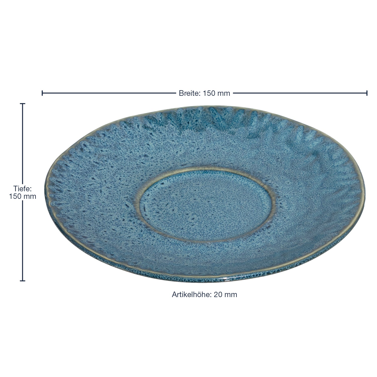 Keramikuntertasse MATERA 15 cm blau 4er-Set