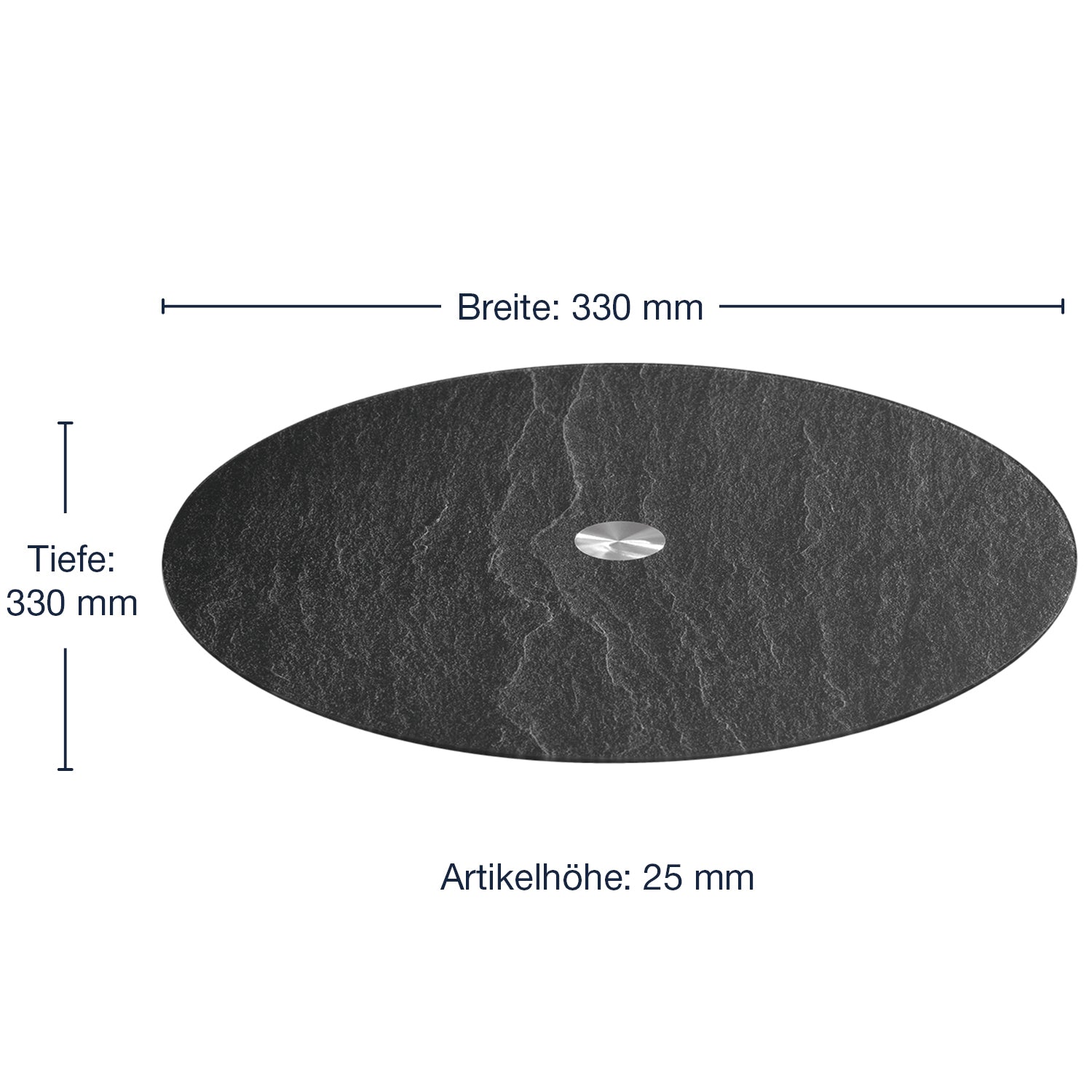 Platte TURN 33 cm schwarz Schieferoptic