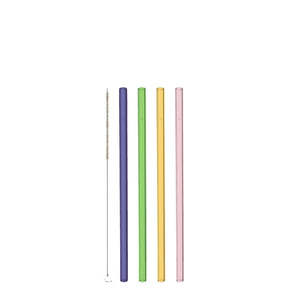 Glastrinkhalme CIAO farbig 20 cm 4er-Set + Reinigungsbürste