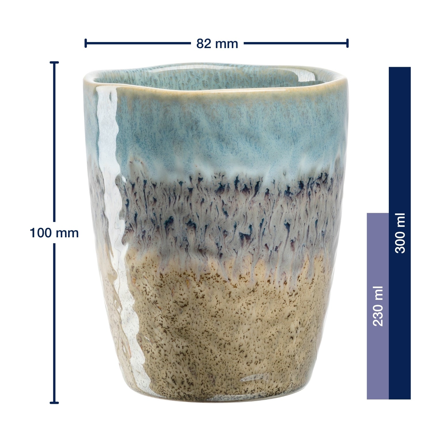 Keramikbecher MATERA 300ml blau/anthrazit/beige 4er-Set