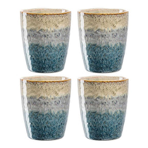 Keramikbecher MATERA 300ml beige/anthrazit/blau 4er-Set
