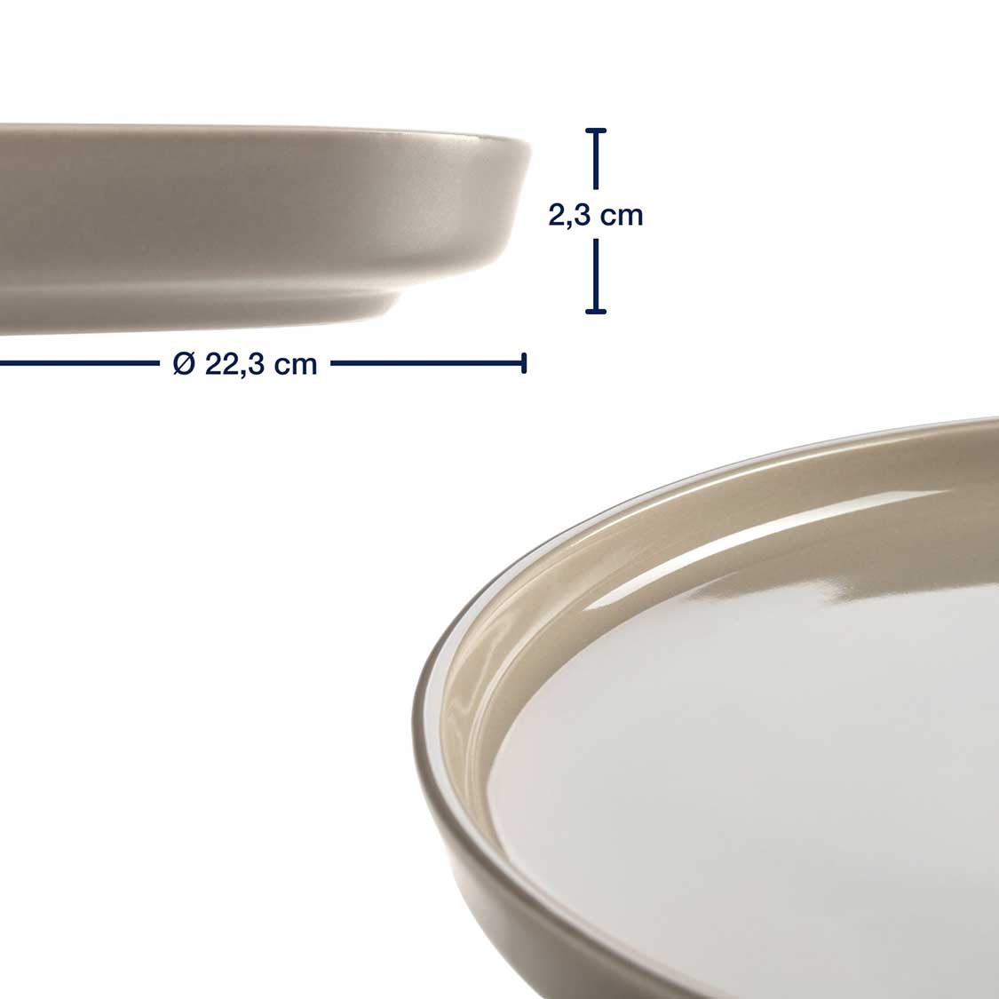 Keramikteller ROMA 22 cm beige 6er-Set