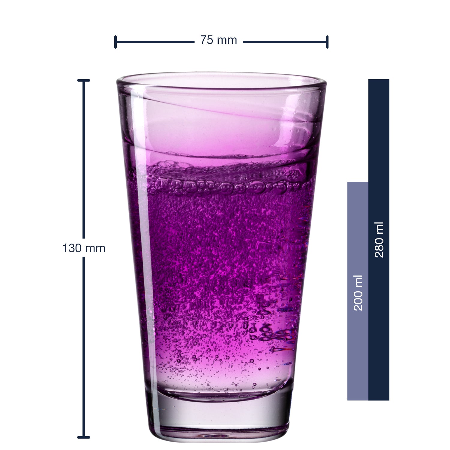 Trinkglas VARIO STRUTTURA 280 ml violett 6er-Set