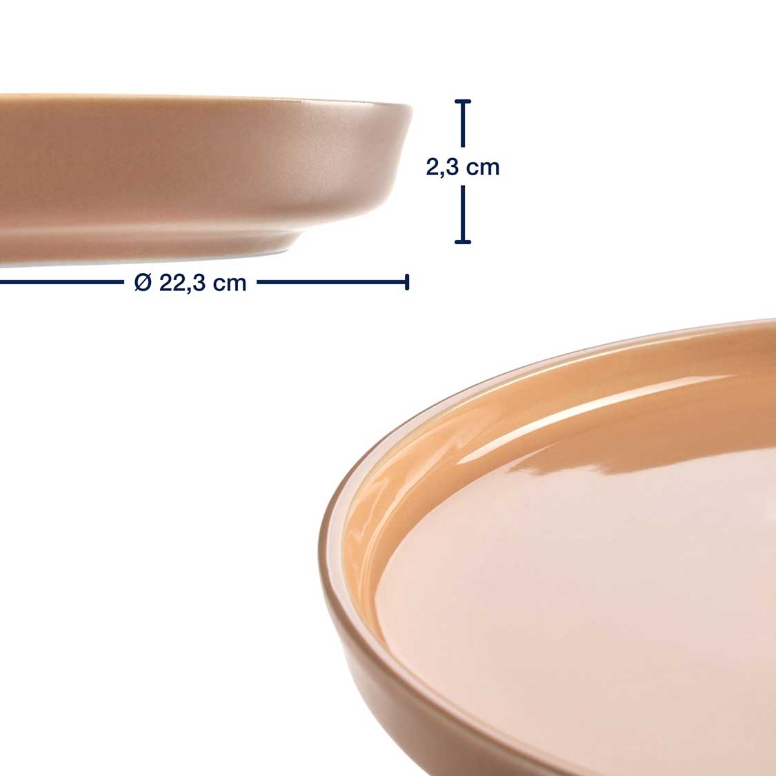 Keramikteller ROMA 22 cm apricot 6er-Set