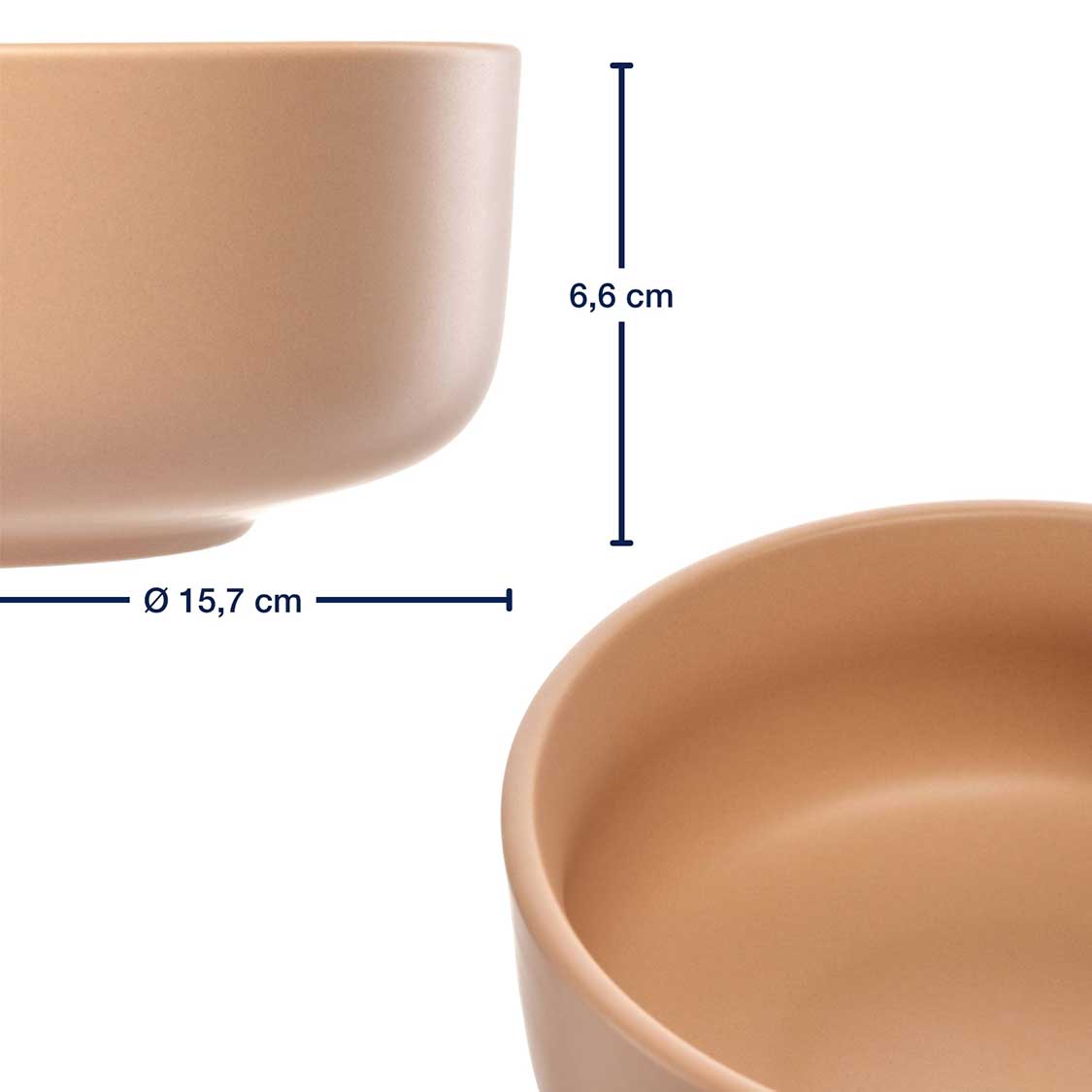 Keramikschale ROMA 16 cm apricot 6er-Set