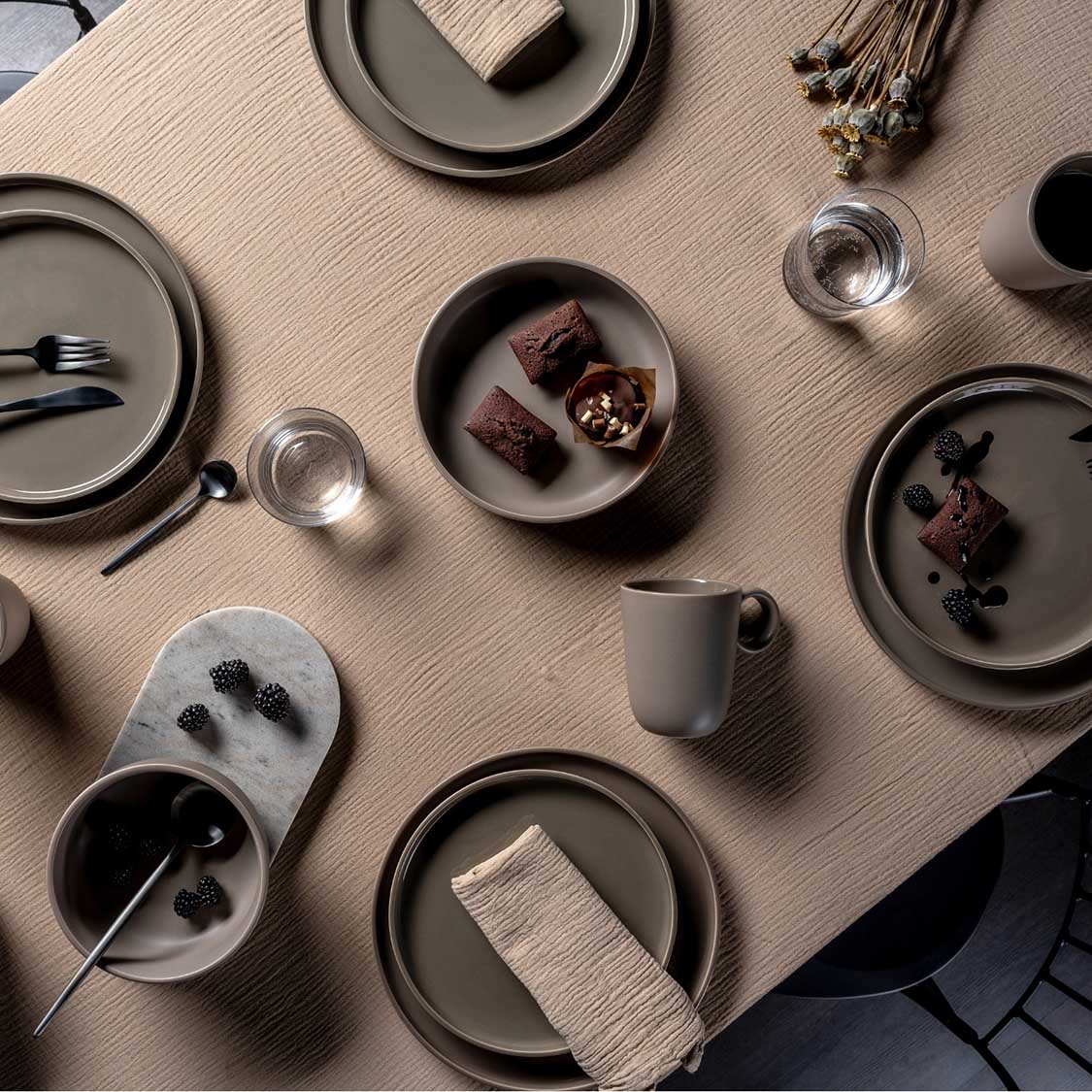Keramikteller ROMA 22 cm taupe 6er-Set