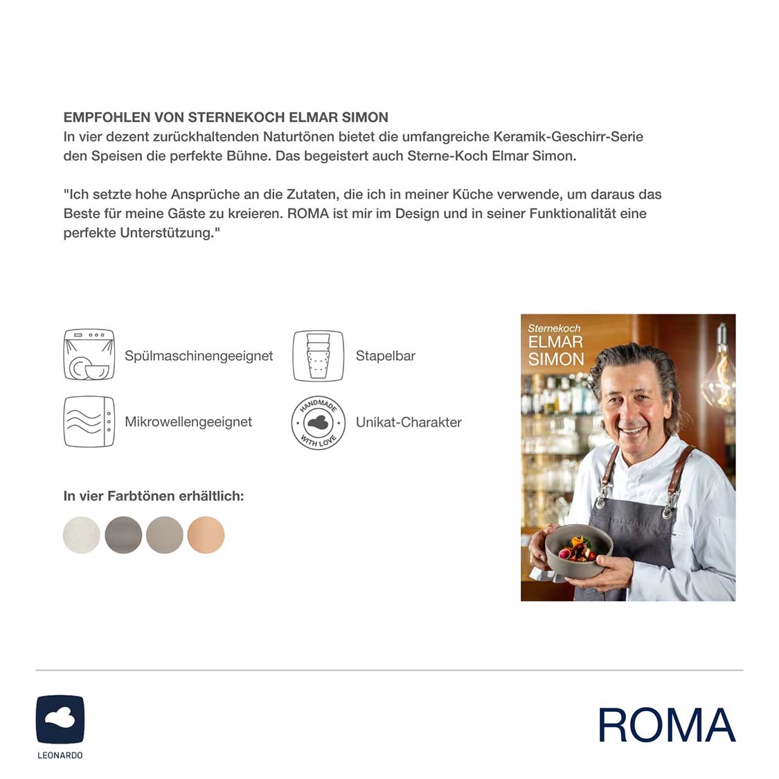 Keramikschale ROMA 16 cm taupe 6er-Set