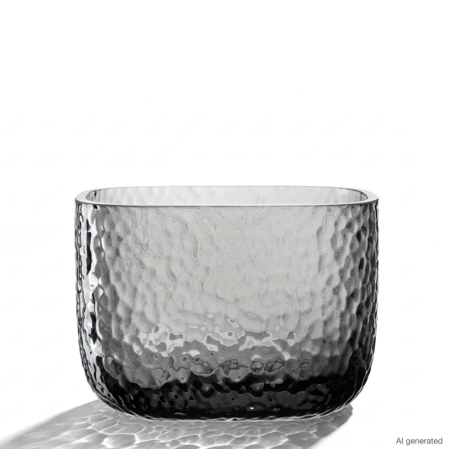 Vase MARTELLO 13 cm grau, Glasoberfläche mit Hammerschlag-Struktur, seitliche Ansicht