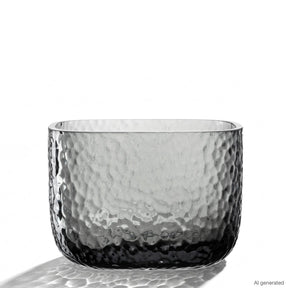 Vase MARTELLO 13 cm grau, Glasoberfläche mit Hammerschlag-Struktur, seitliche Ansicht