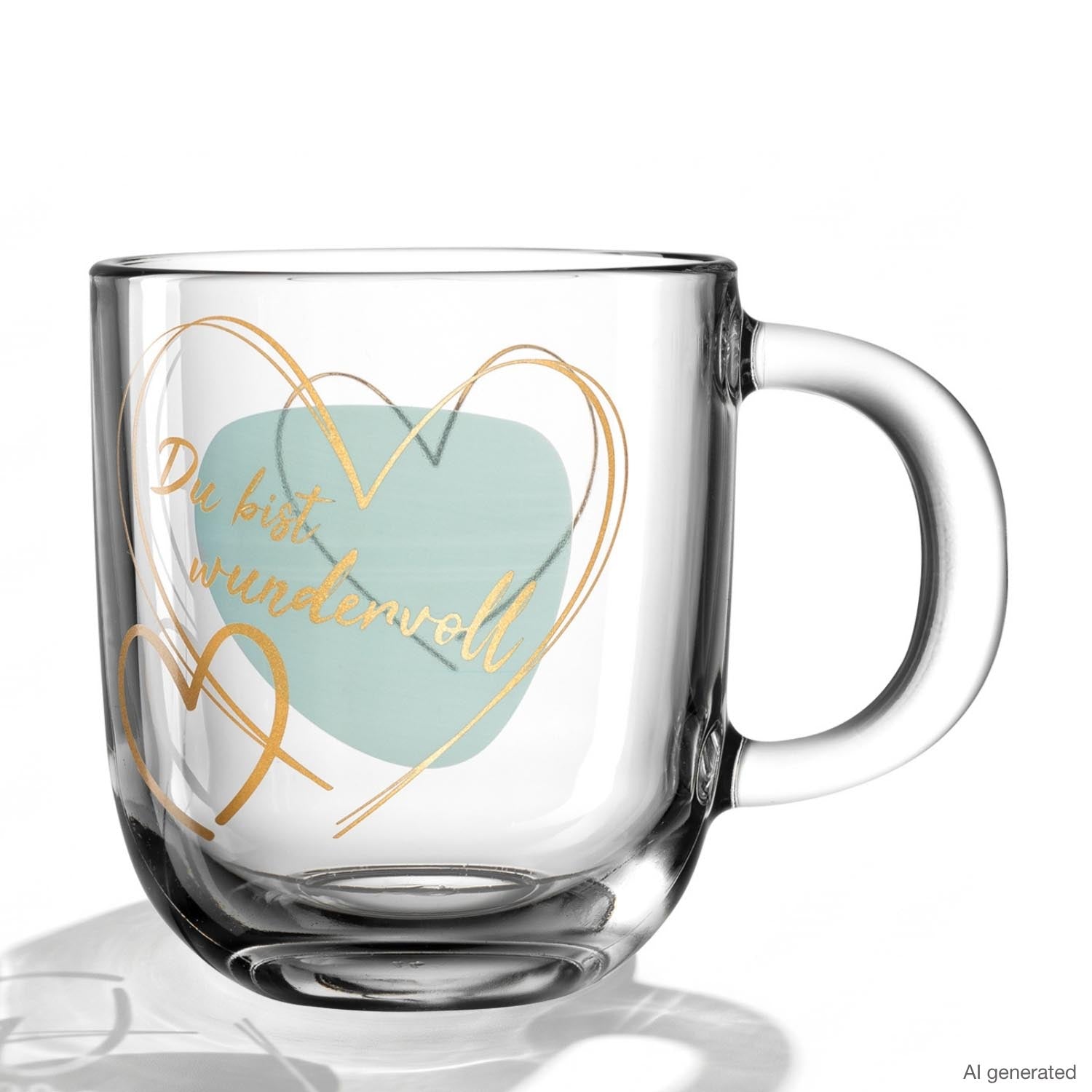 Tasse EMOZIONE 400 ml türkis 'Du bist wundervoll'