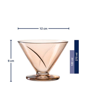 Massangaben zur Eisschale CONO 270 ml apricot, Durchmesser und Hoehe mit Fassungsvermoegen