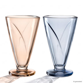 Eisbecher CONO 360 ml apricot / blau 4er-Set