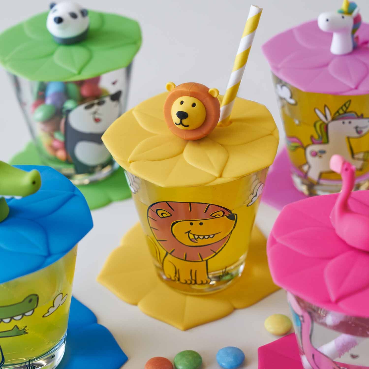 Kindertrinkset BAMBINI 9-teilig Löwe/Krokodil/Elefant