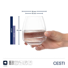 Trinkglas CESTI 460 ml 6er-Set + Poliertuch