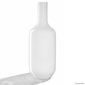 Weiße Glasvase MILANO 64 cm vor grauem Hintergrund