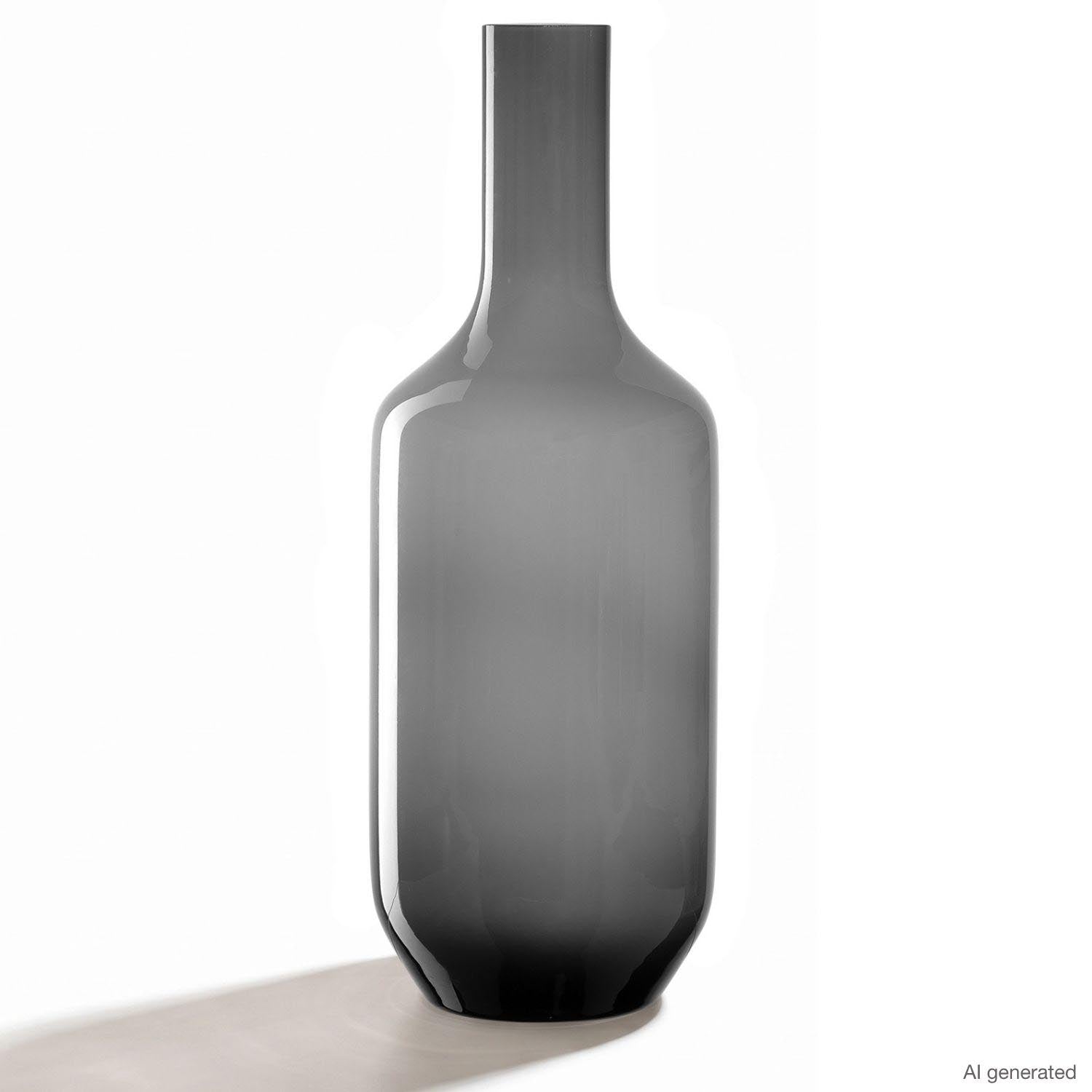 Vase MILANO grau, Glaskörper mit Farbverlauf dunkel, auf weißer Oberfläche