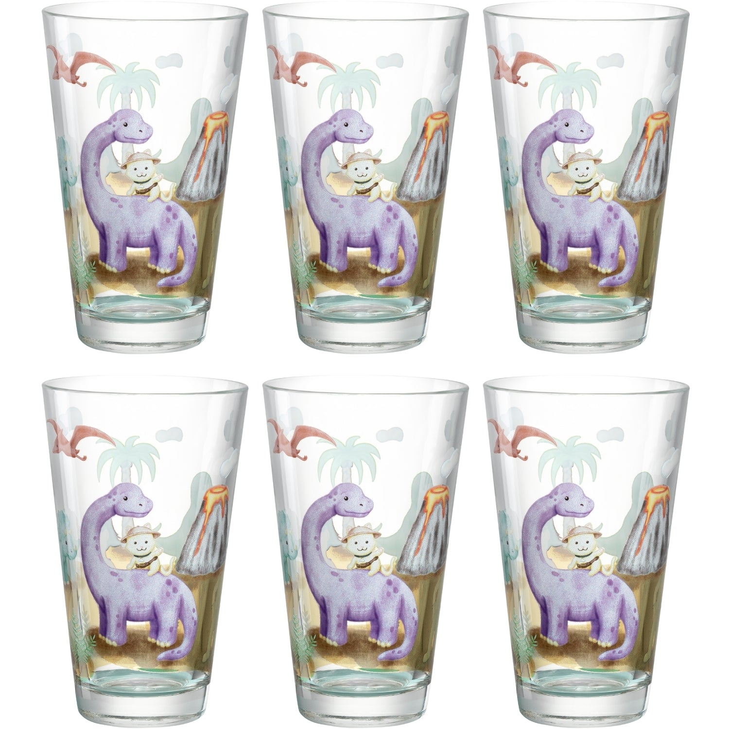 Trinkglas BAMBINI AVVENTURA 300ml Dino 6er-Set