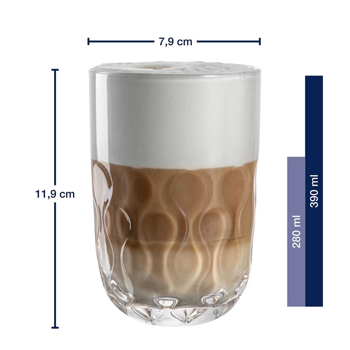 Latte Macchiato Glas GOCCE 380ml 2. Variante 2er-Set
