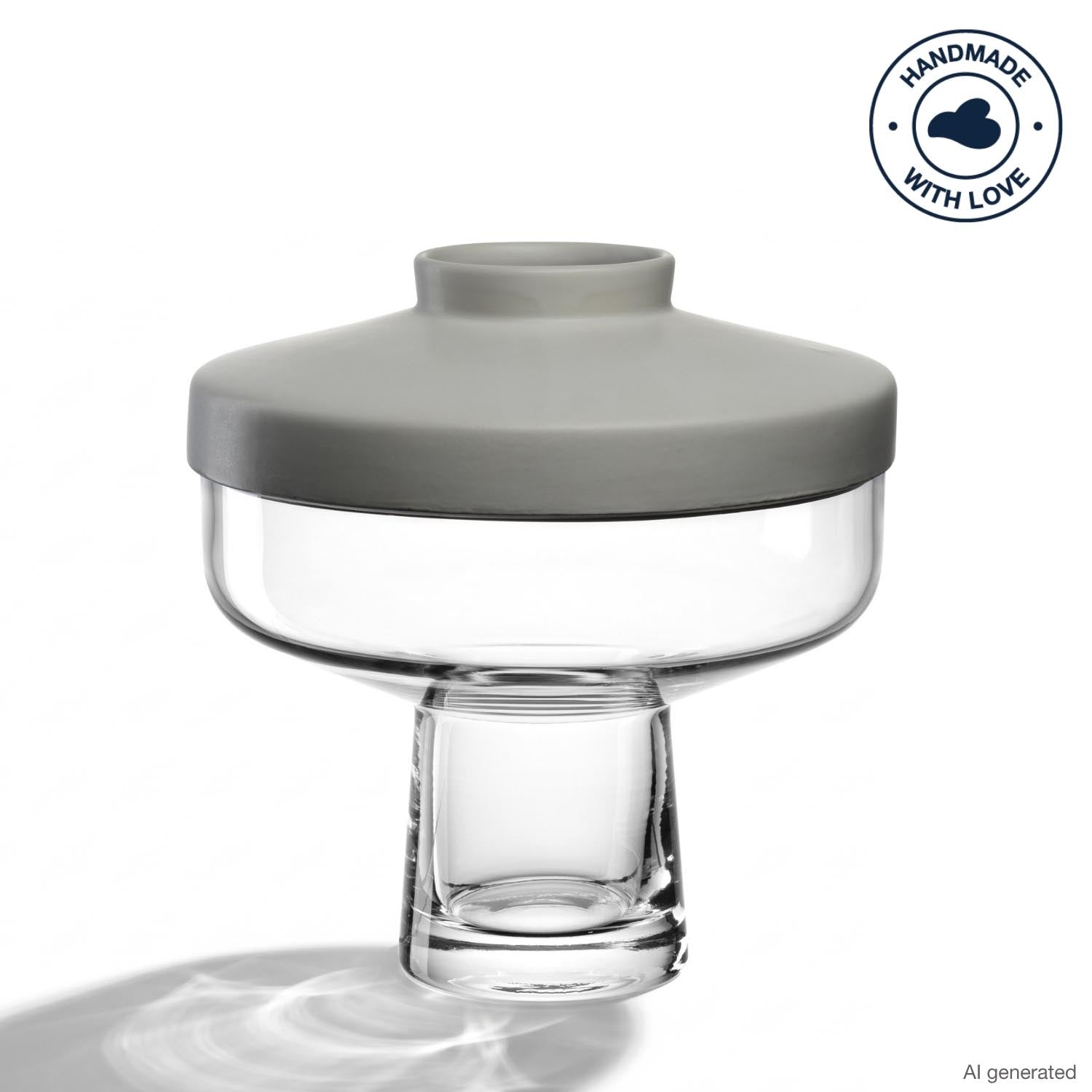 Vase RIVA mit Aufsatz 22 cm grau