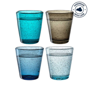 Trinkglas BURANO 330 ml kalte Farben 4er-Set