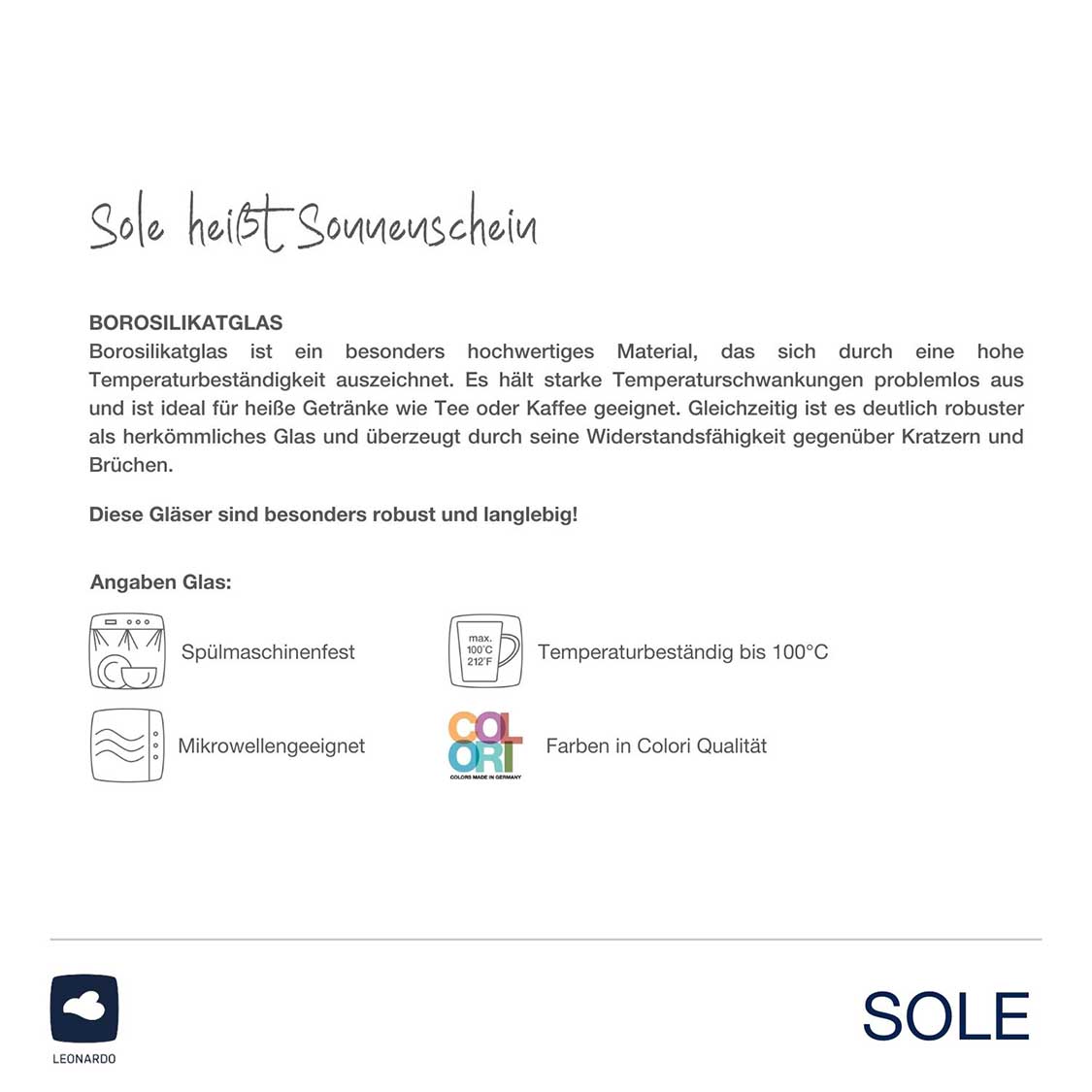 Trinkglas SOLE 440 ml blau 2er-Set