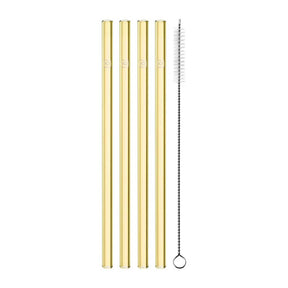 Glastrinkhalm SOLE 20 cm gelb 4er-Set + Reinigungsbürste