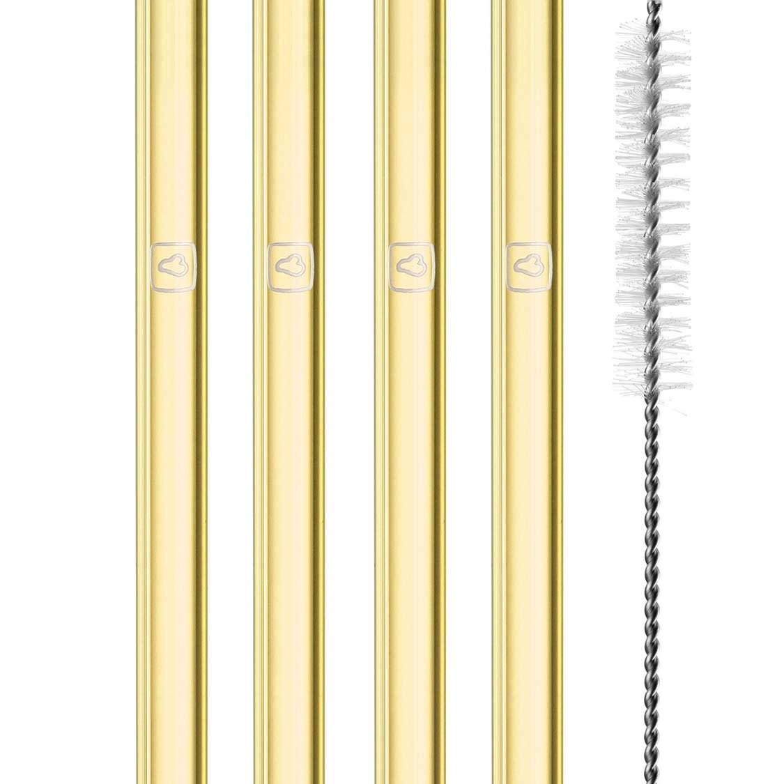 Glastrinkhalm SOLE 20 cm gelb 4er-Set + Reinigungsbürste