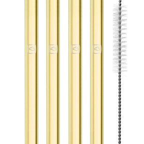 Glastrinkhalm SOLE 20 cm gelb 4er-Set + Reinigungsbürste