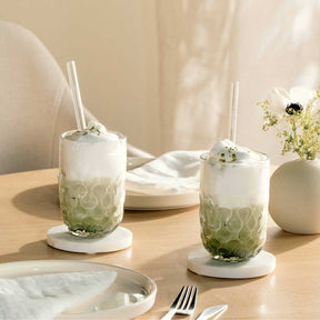 Matcha Latte Gläser GOCCE mit Glastrinkhalm 4-teilig