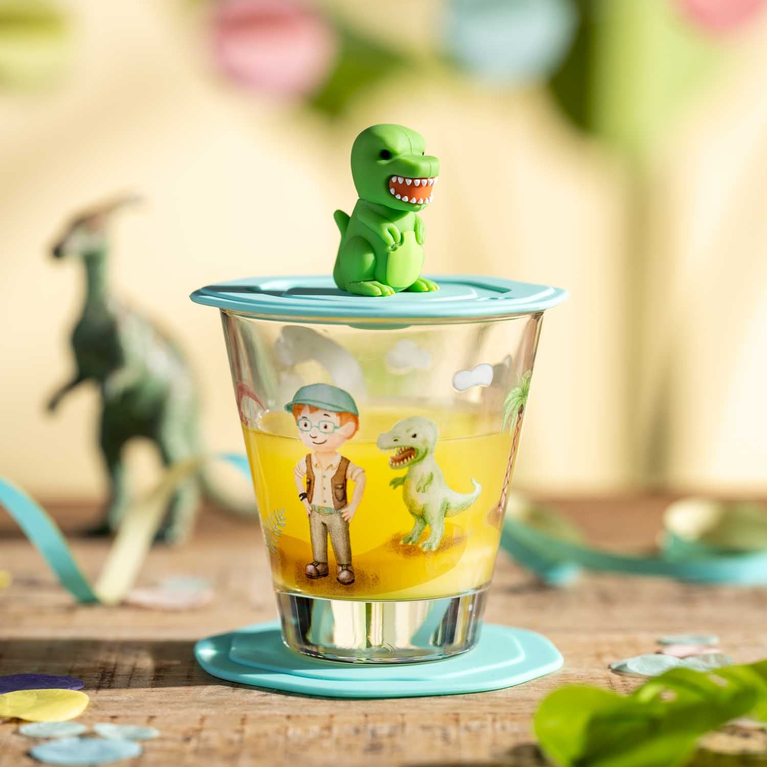 Deckel türkis BAMBINI AVVENTURA Dinosaurier
