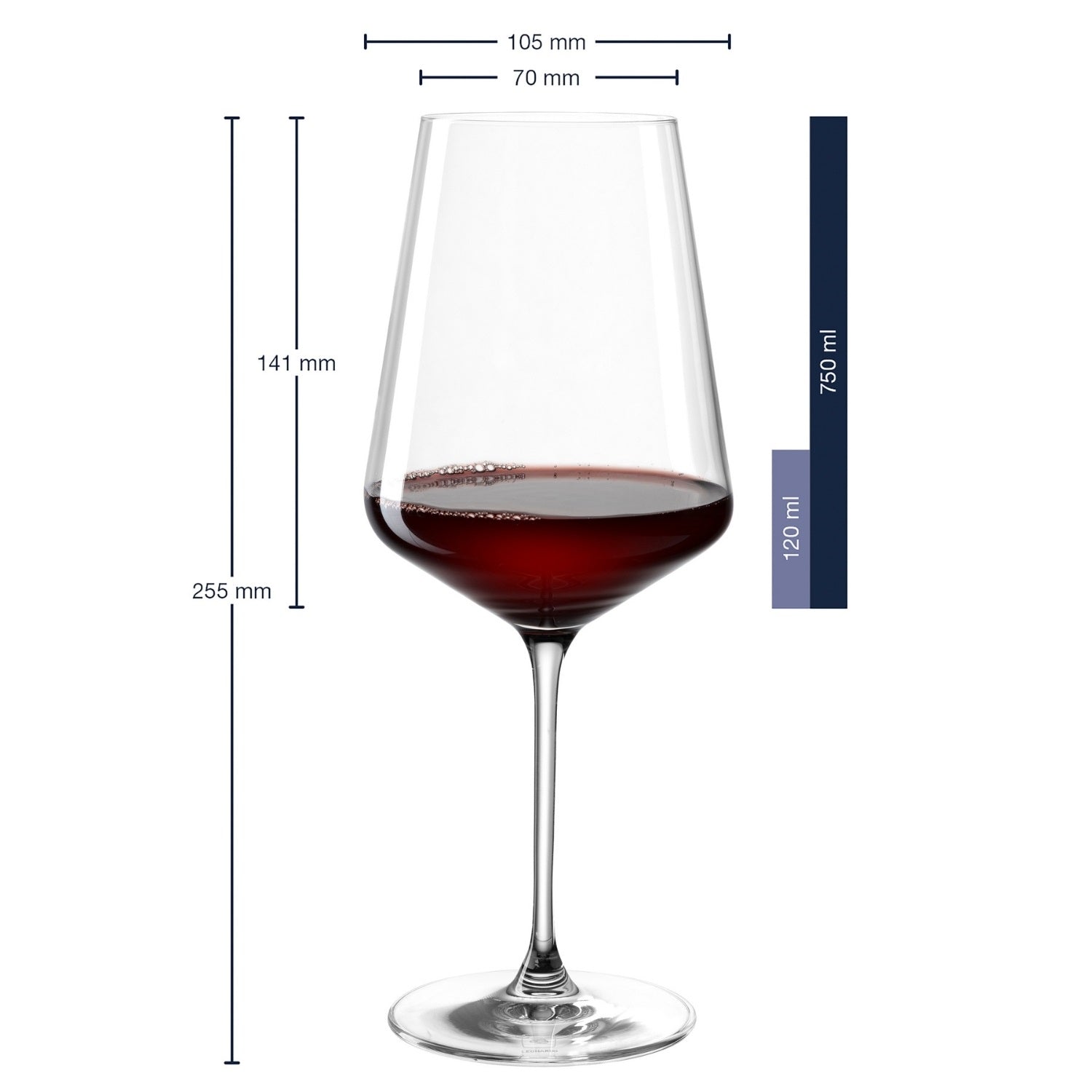 Rotweinglas PUCCINI 750 ml mit Ebbe/ Flut Gravur